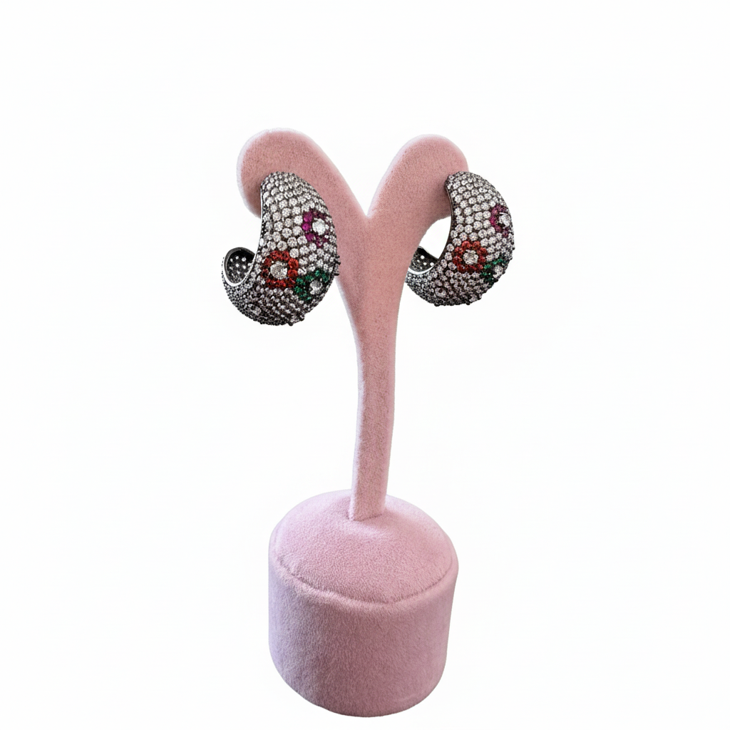 Zirkon Taşlı Halka Küpe