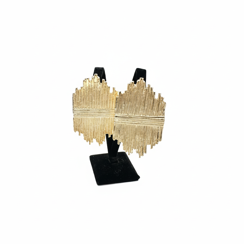 Gold Rengi Dikey Çubuk Dokulu Küpe