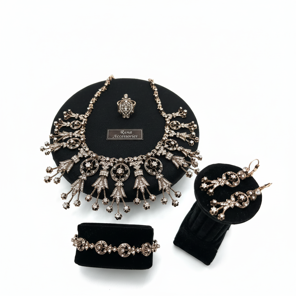 Bronz Mücevher Seti - Kolye, Küpe, Bileklik ve Yüzük