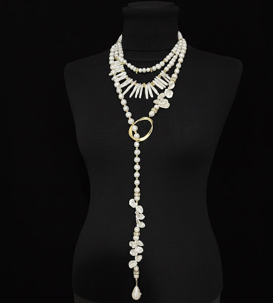 Gerçek İnci Kolye - Çok Katmanlı Uzun Tasarım