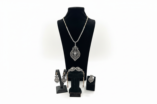 Bronz Taşlı Takı Seti - Kolye Bileklik Küpe