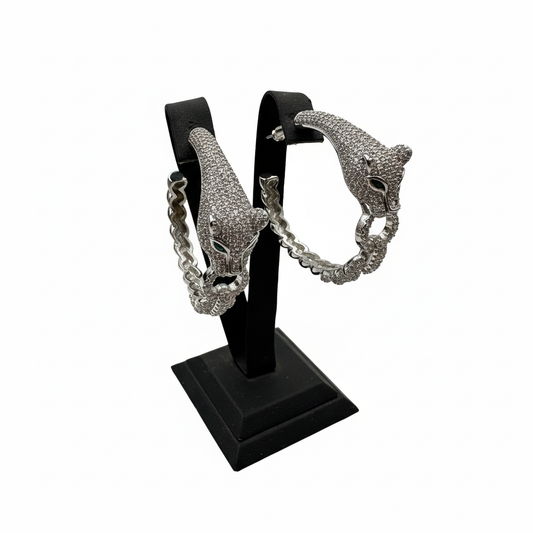 Panter Halka Küpe - Gümüş Rengi