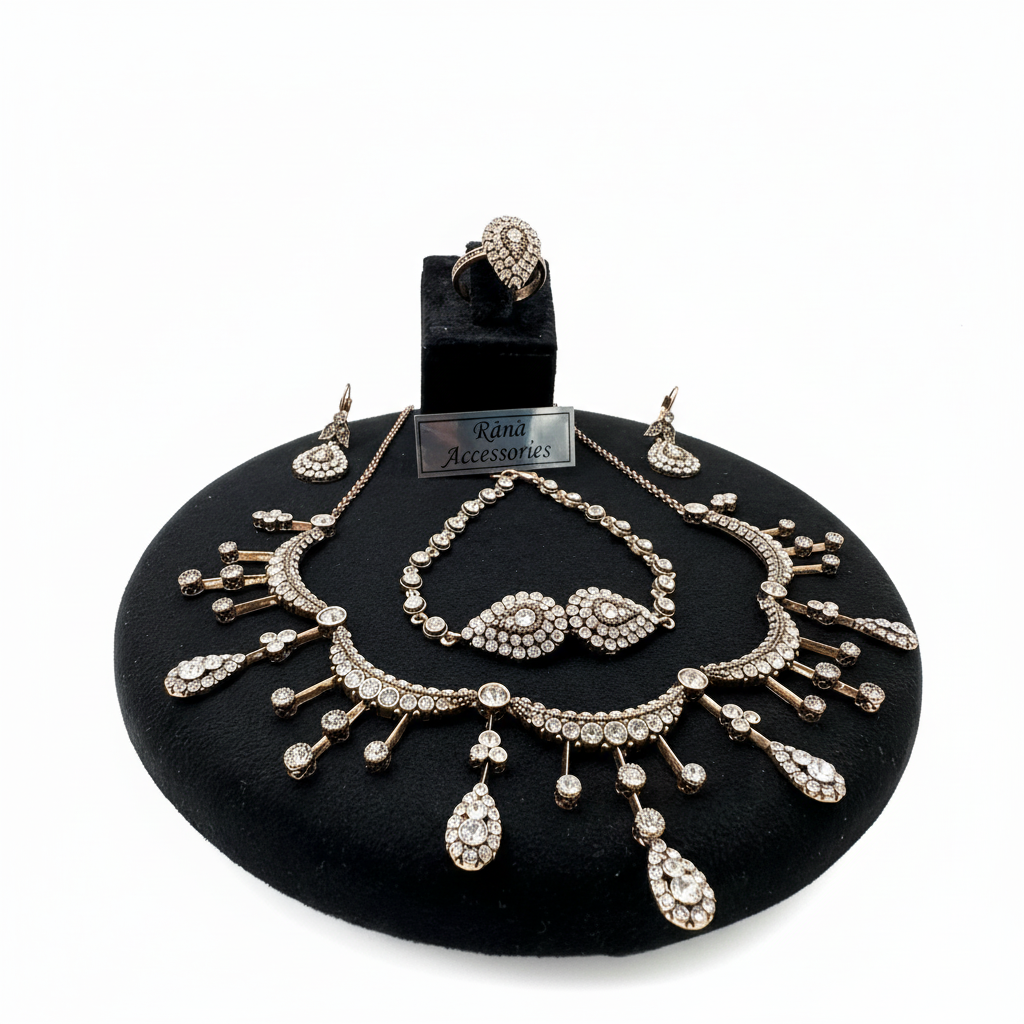 Bronz Mücevher Seti - Kolye, Bileklik, Küpe ve Yüzük