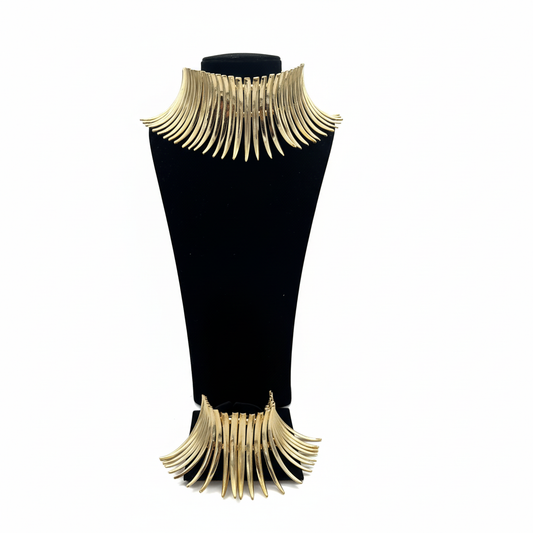 Altın Rengi Tasma Kolye ve Bileklik Seti