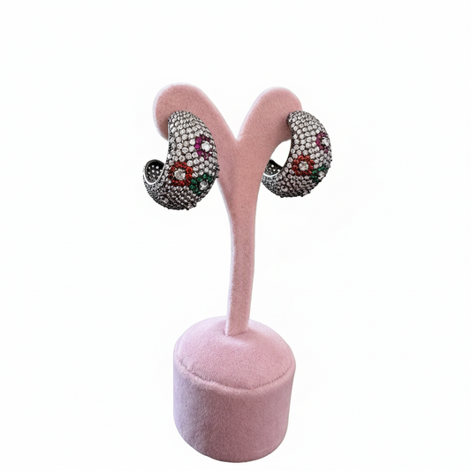 Zirkon Taşlı Halka Küpe