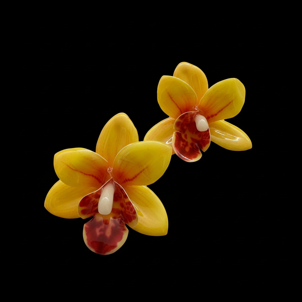 Sarı Orkide Çiçek Küpe