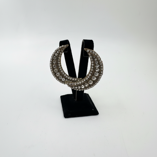 Taşlı Hilal Küpe - Bronz Rengi