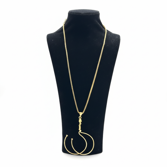 Gold Rengi Uzun Zincir Çift Halka Sarkıt Kolye