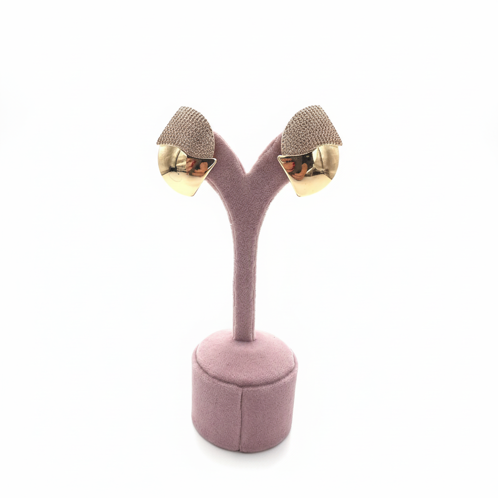 Rose Gold Taşlı Geometrik Küpe