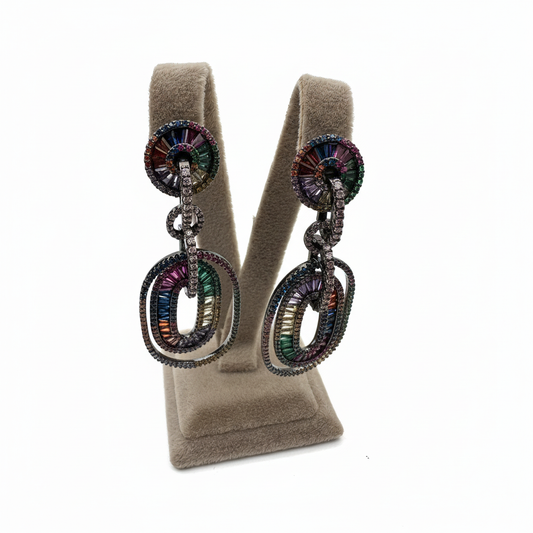 Renkli Taşlı Salkım Küpe