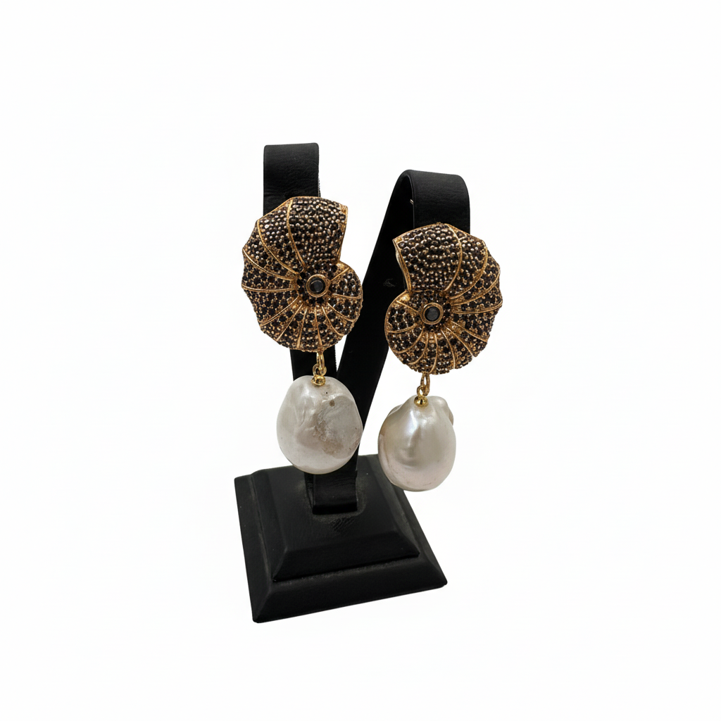 Barok İnci Küpe - Altın Kaplama