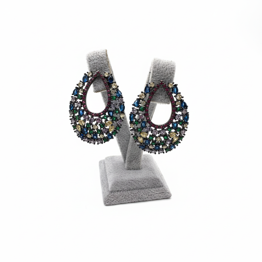 Renkli Taşlı Halka Küpe